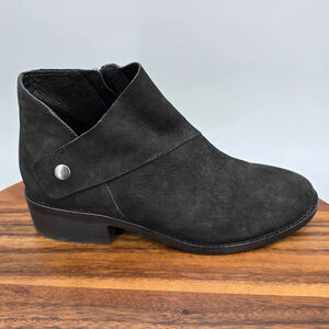 Eileen Fisher Boots Womens 8 M Black Tumbled Nubuck Leather Billie Ankle Booties
